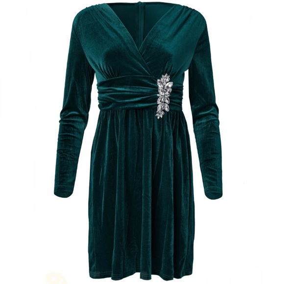 NWOT Embellished Velvet Dress - Picture 3 of 16